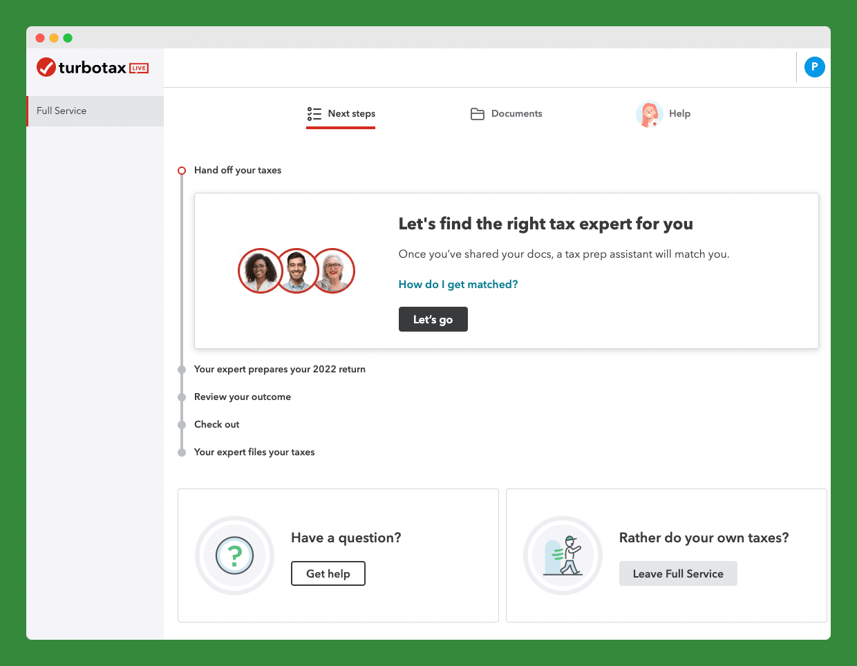 Find an Expert with TurboTax Live Full Service Business