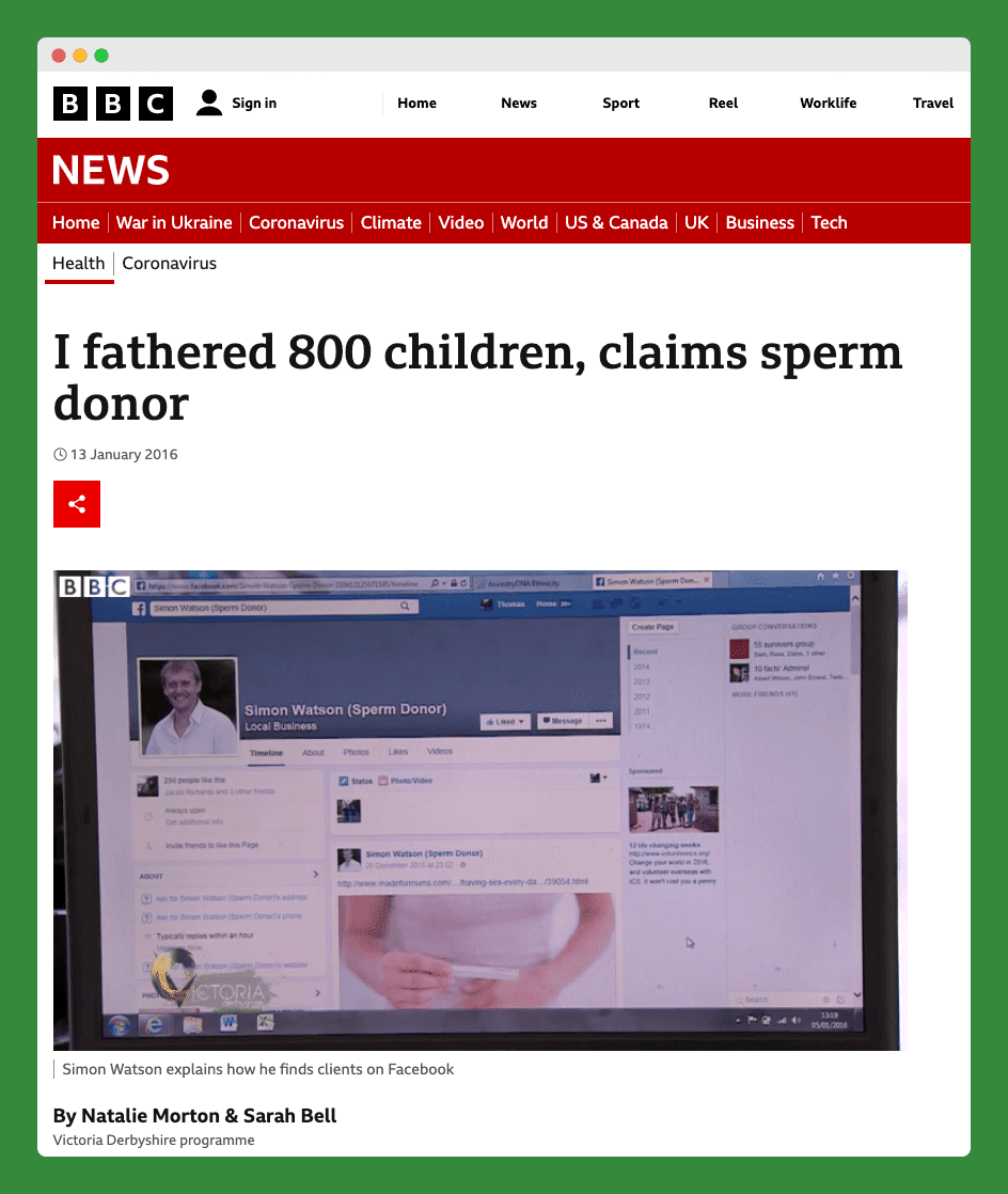 Major Sperm Donor Uses Facebook