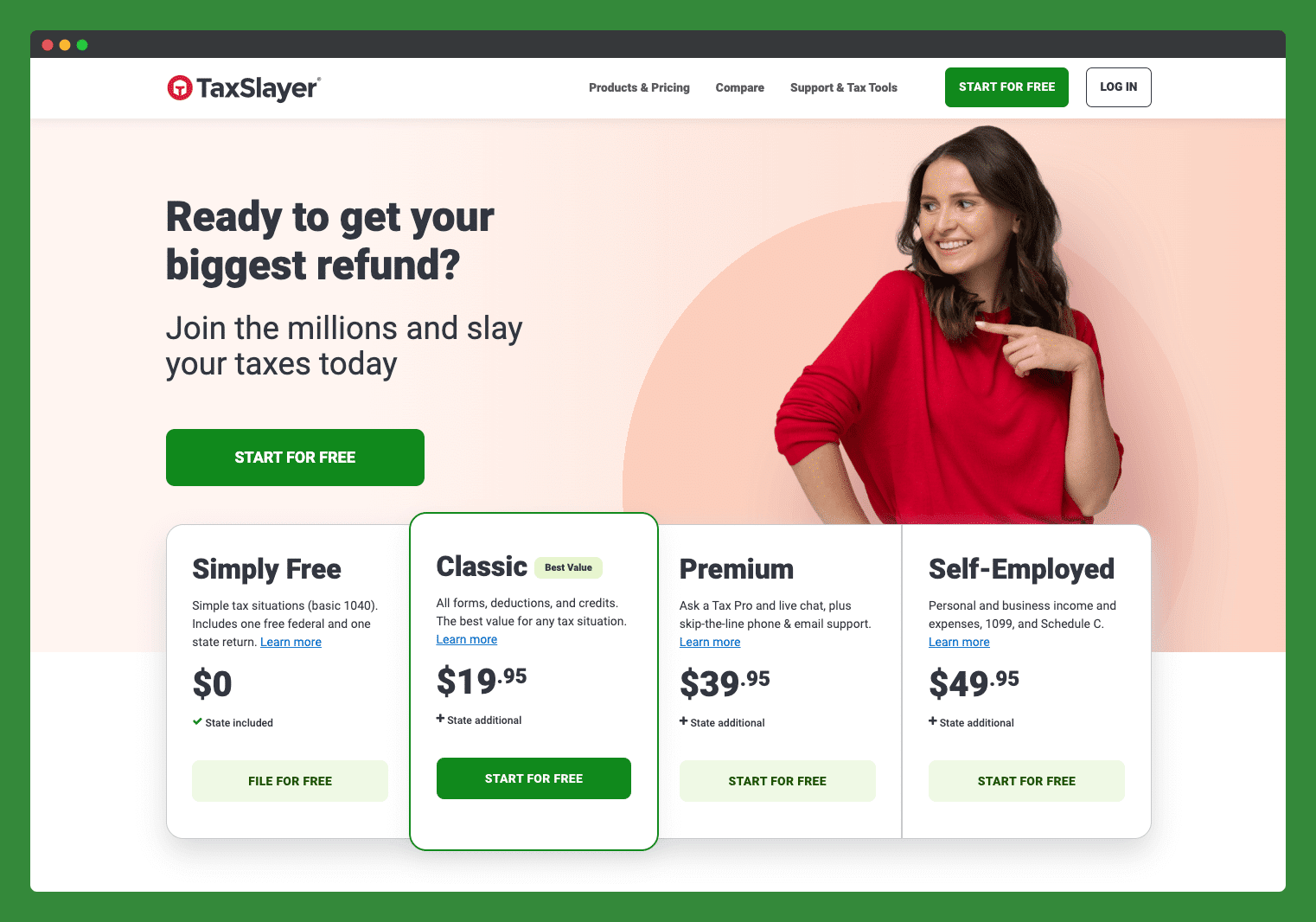 TaxSlayer Homepage Screenshot